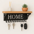 Portallaves Pared Madera Hierro Llavero Estante 10 Ganchos