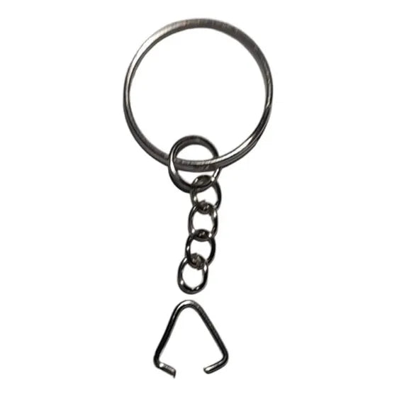 Llavero Argolla Sin Fin C/ Cadena + Triangulo X100u Níquel