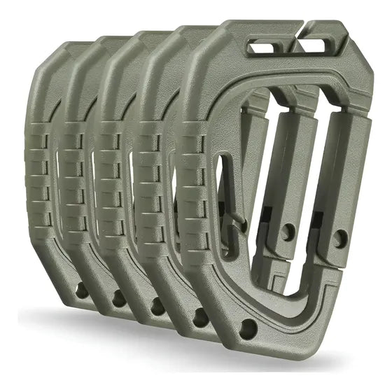 Kit X5 Mosqueton Tactico Polimero Carabinero Molle Llavero