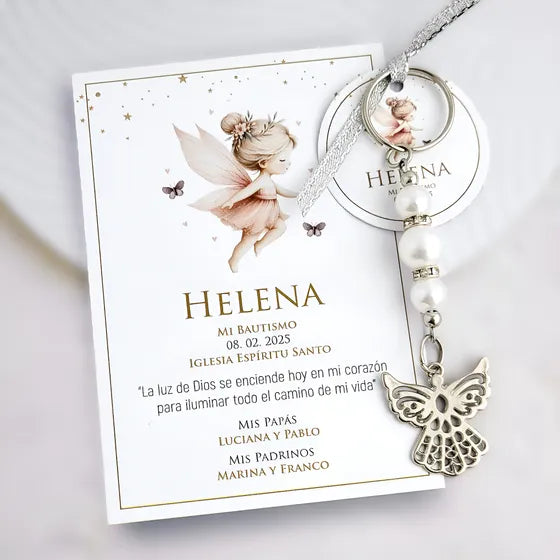 Llaveros Y Estampitas Bautismo Comunión X 10