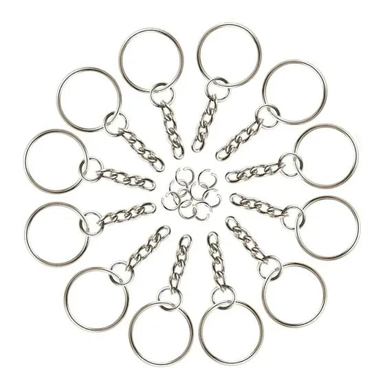 Argolla Llavero Sin Fin + Cadena + Argolla Unión X 100 Unis